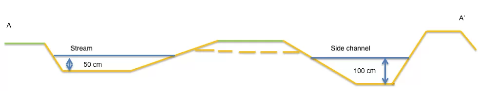 Schematic sideview of side channel - V. Dijkstra
